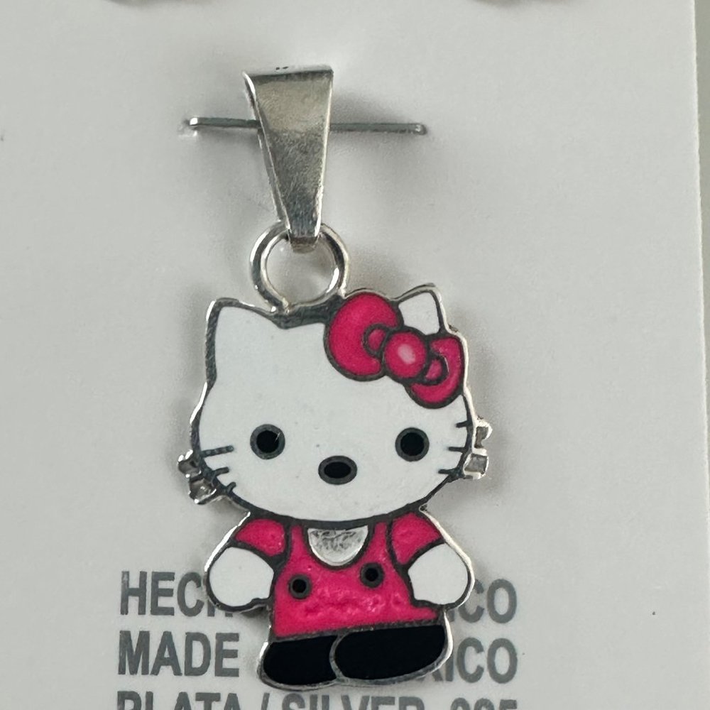 Hello Kitty Silver 925 Earrings & Pendant Set Trendy Girls Jewelry Made In Mexic - Picture 5 of 10